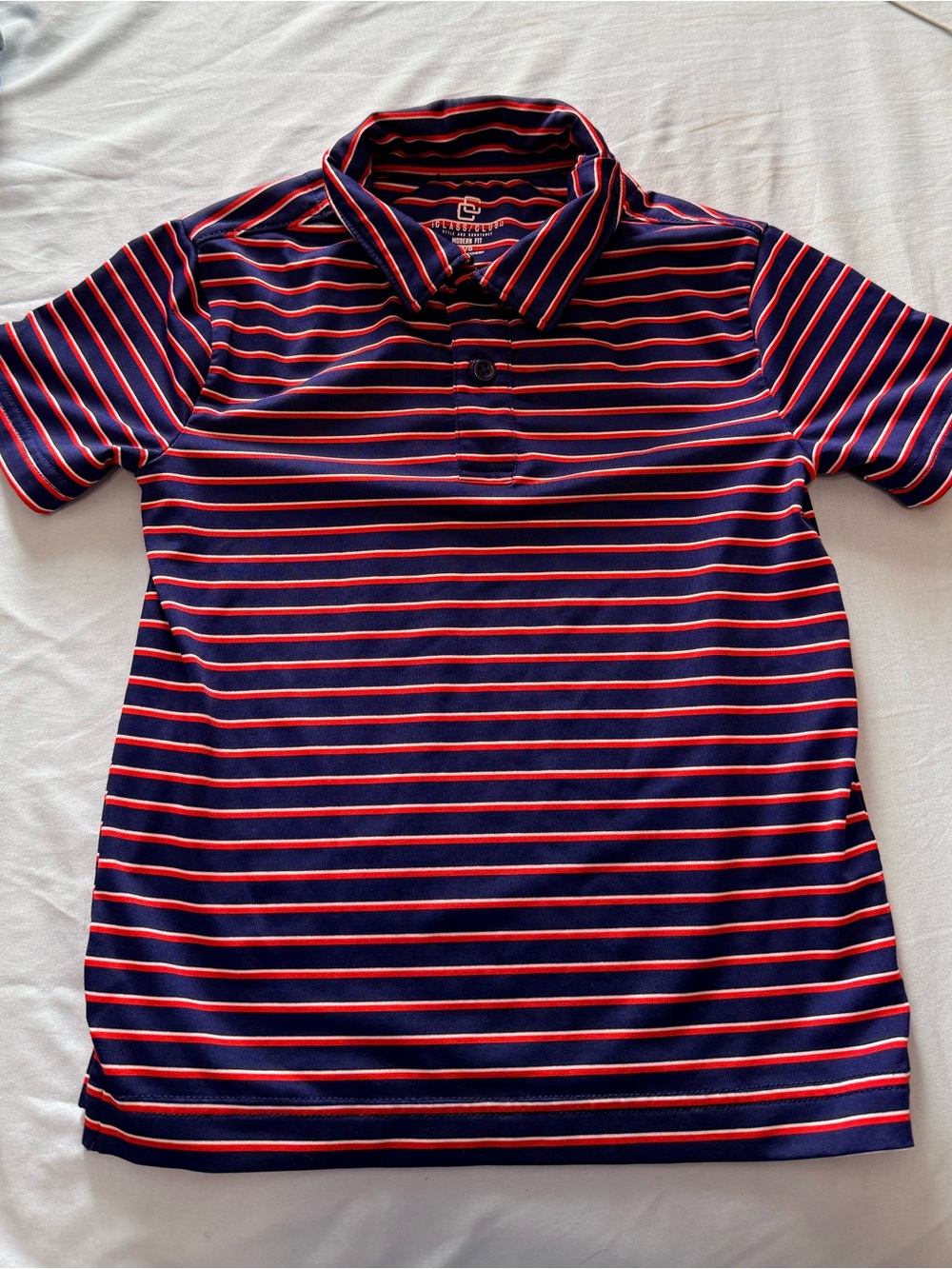 Boys Navy and Red Striped Polo Shirt
